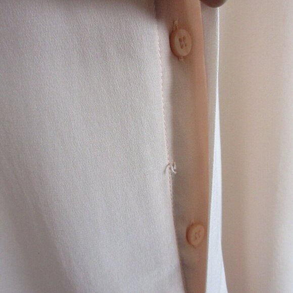 Club Monaco Silk Button Up Blouse Women M Peach Ruffle Long Sleeve Classy 128 - Picture 8 of 13
